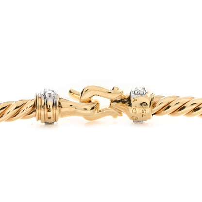 David Yurman 18K Yellow Gold Diamond 2.6mm Cable Collectibles Buckle Bracelet 3 of 3
