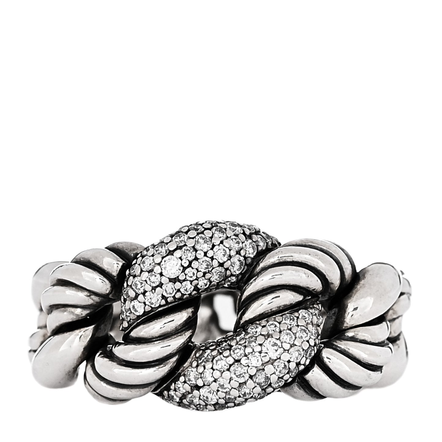 Sterling Silver Pave Diamond Belmont Ring 54 6.75