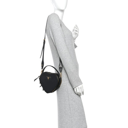 Prada Saffiano Lux Odette Heart Crossbody Black 2 of 9