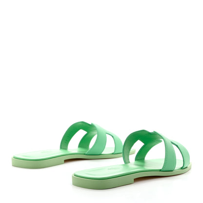 Hermes Epsom Oran Sandals 40 Vert Pomme 4 of 9