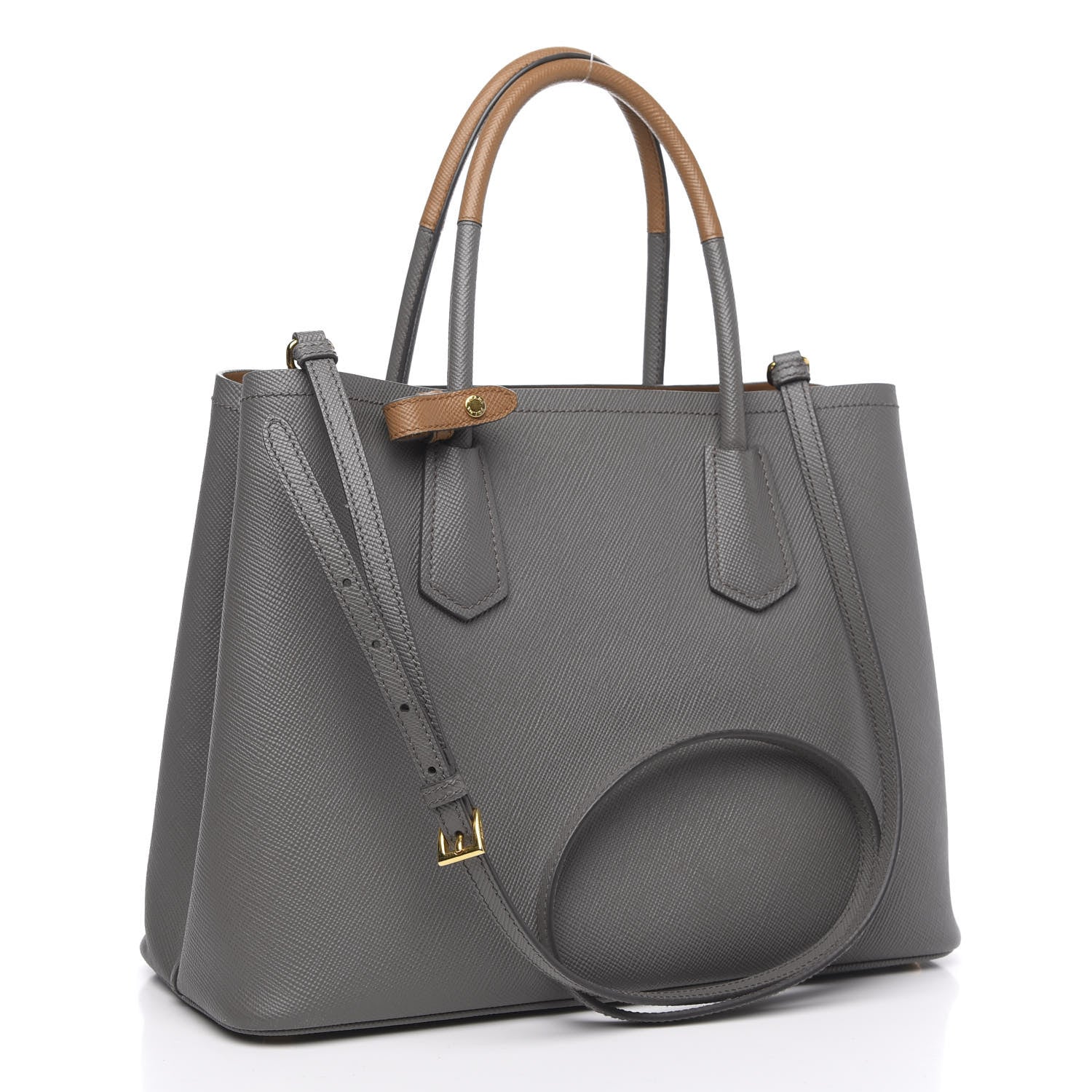 Prada Saffiano Cuir Medium Bi-Color Double Bag Marmo Caramel 3 of 10