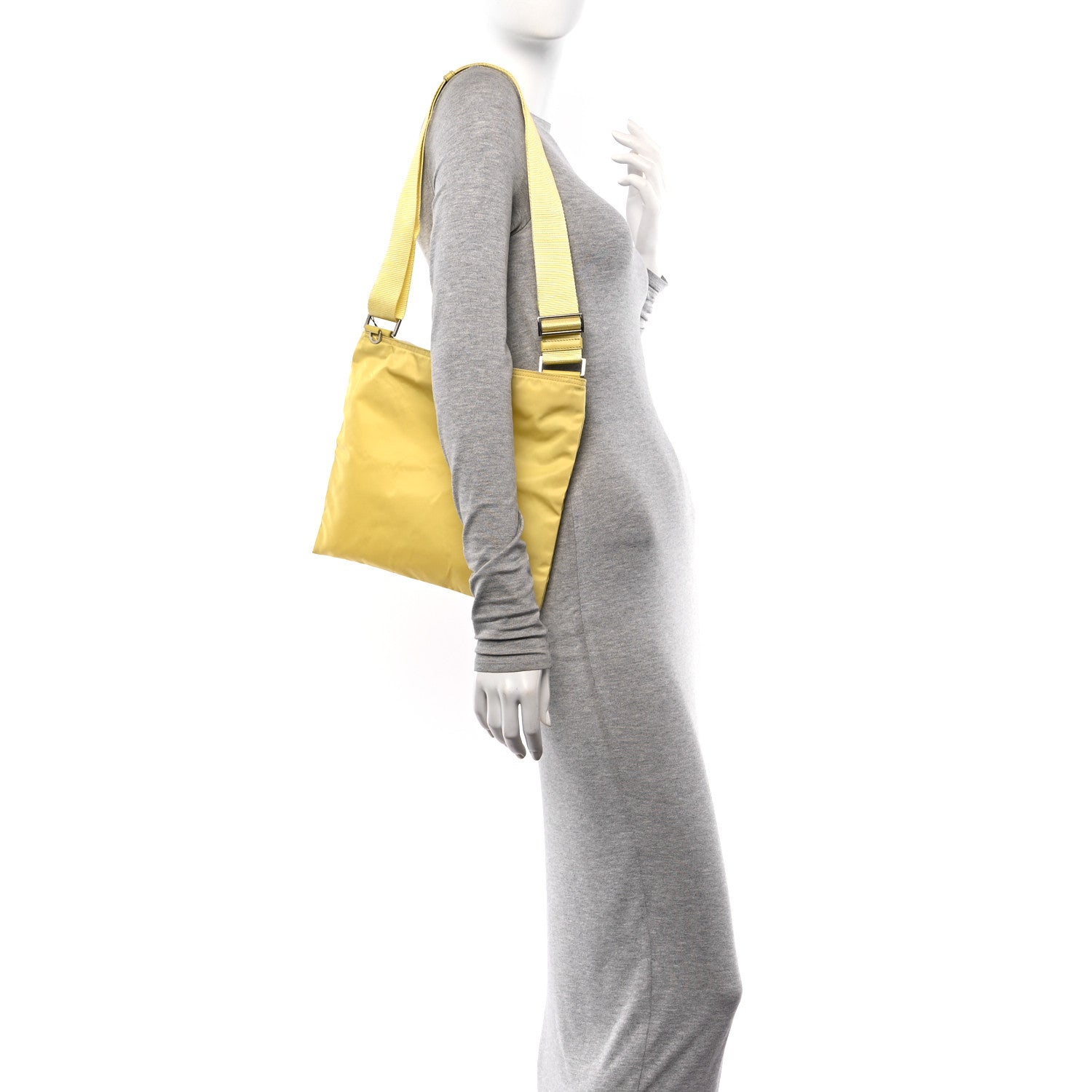Prada Tessuto Nylon Flat Messenger Bag Light Yellow 2 of 10
