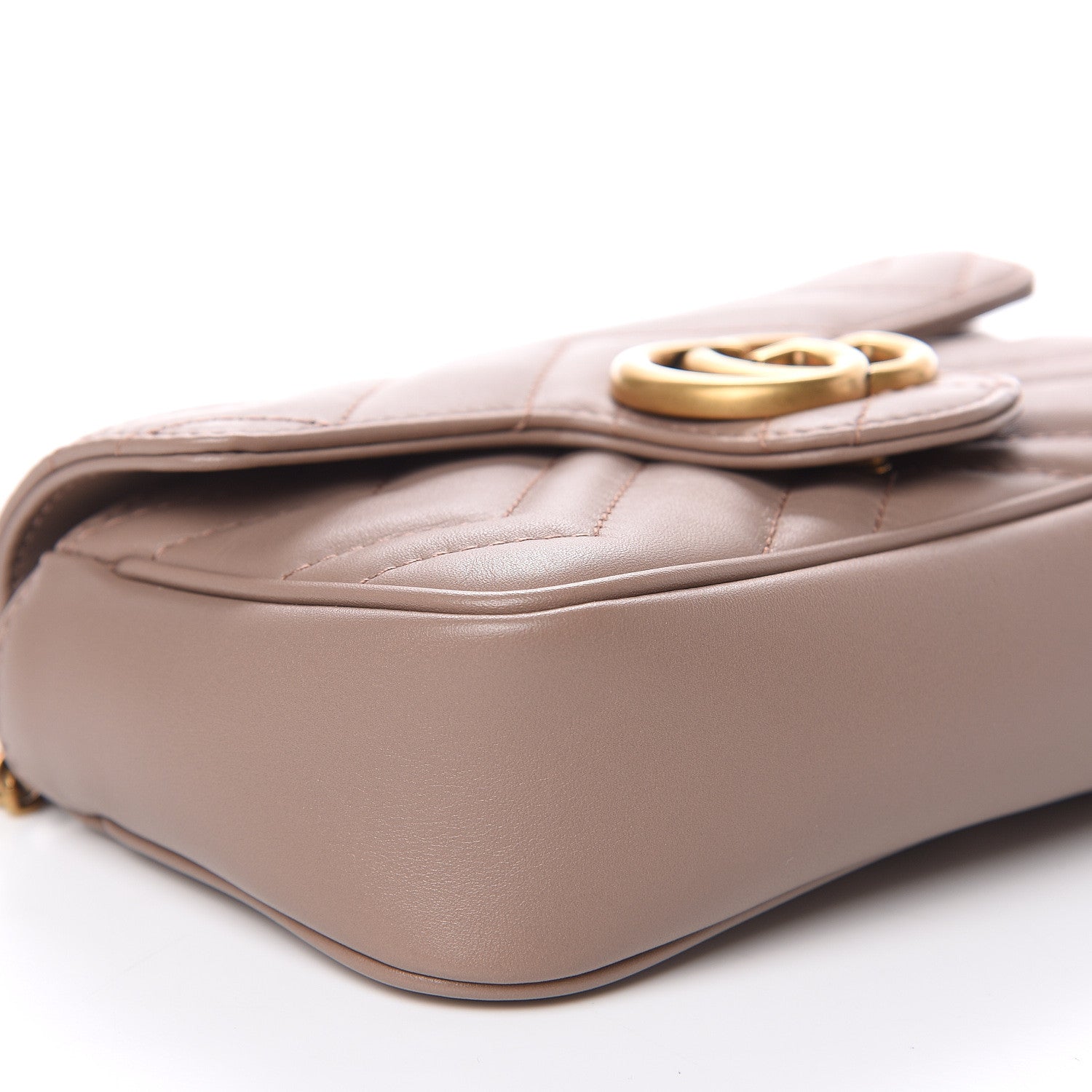 Gucci Calfskin Matelasse Super Mini GG Marmont Shoulder Bag Porcelain Rose 8 of 10
