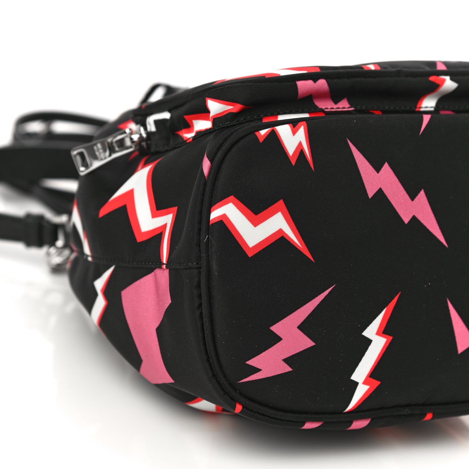 Prada X UNIVERSAL STUDIOS Tessuto Nylon Saffiano Thunder Frankenstein Mini Bucket Crossbody Bag Lacca 9 of 10