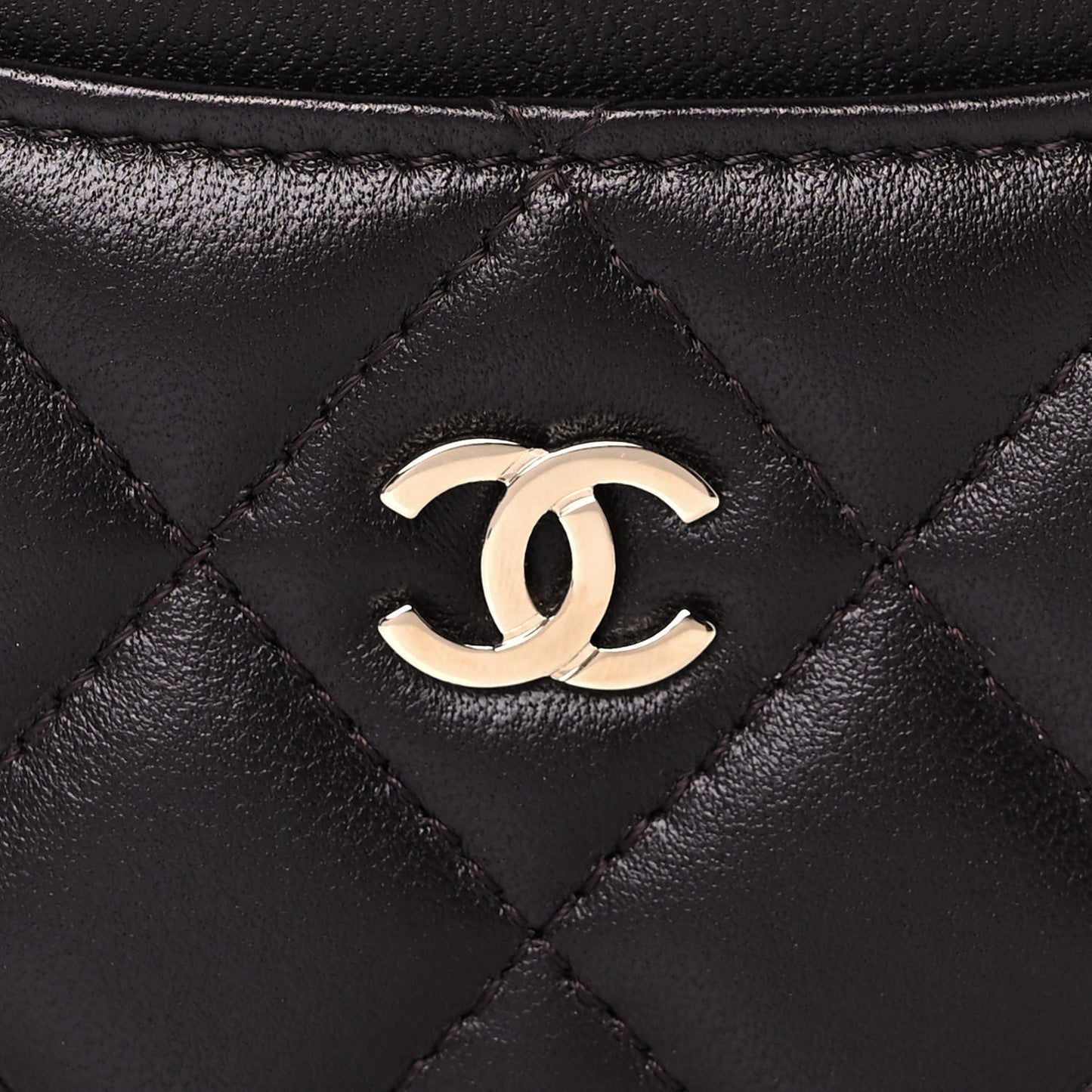 Lambskin Quilted Card Holder Brown