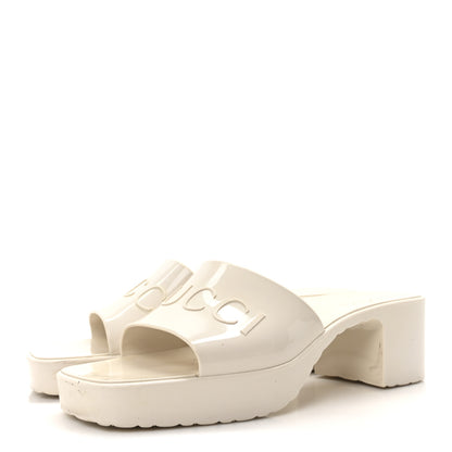Gucci Rubber Gucci Logo Womens Platform 20/60mm Slide Sandals 40 Mystic White 4 of 8