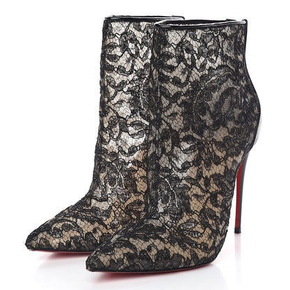 Christian Louboutin Patent Rete Lace Dentelle Psybootie 100 Ankle Boots 39.5 Black 3 of 14