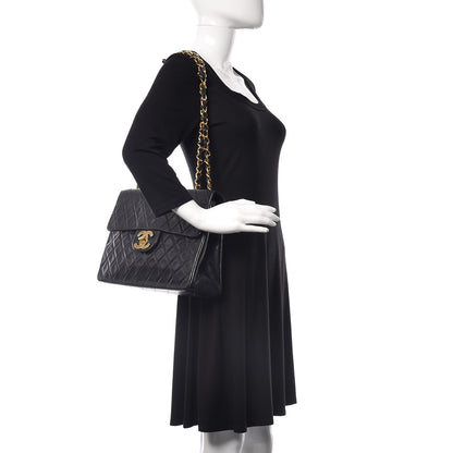 Chanel Lambskin Quilted XL Jumbo Single Flap Black 2 of 17