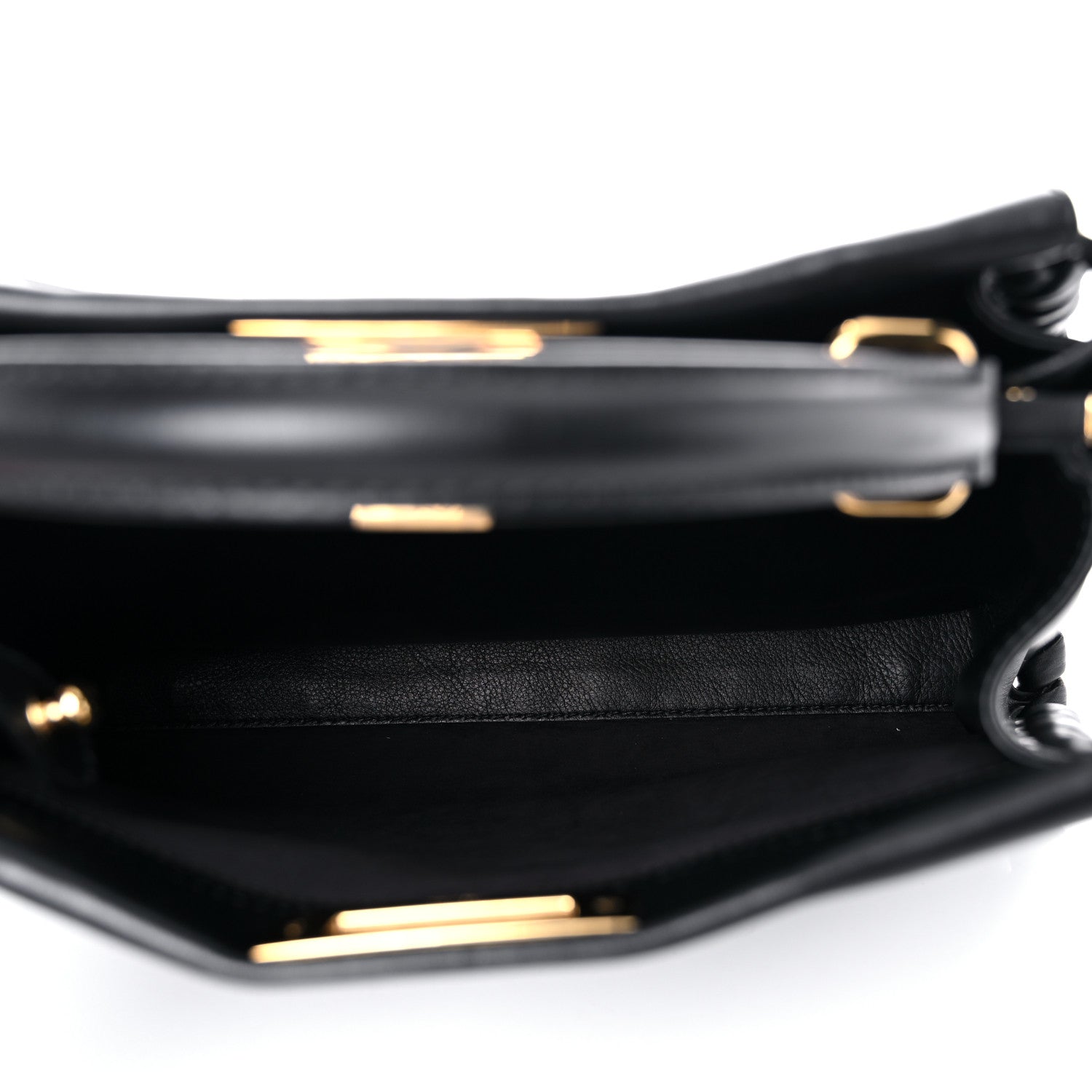 Fendi Vitello Seta Lace Up Medium Peekaboo Iconic Satchel Black 7 of 12