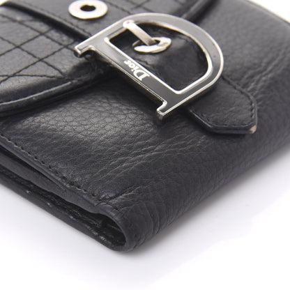Christian Dior Grained Calfskin Cannage D Flap Wallet Black 3 of 10