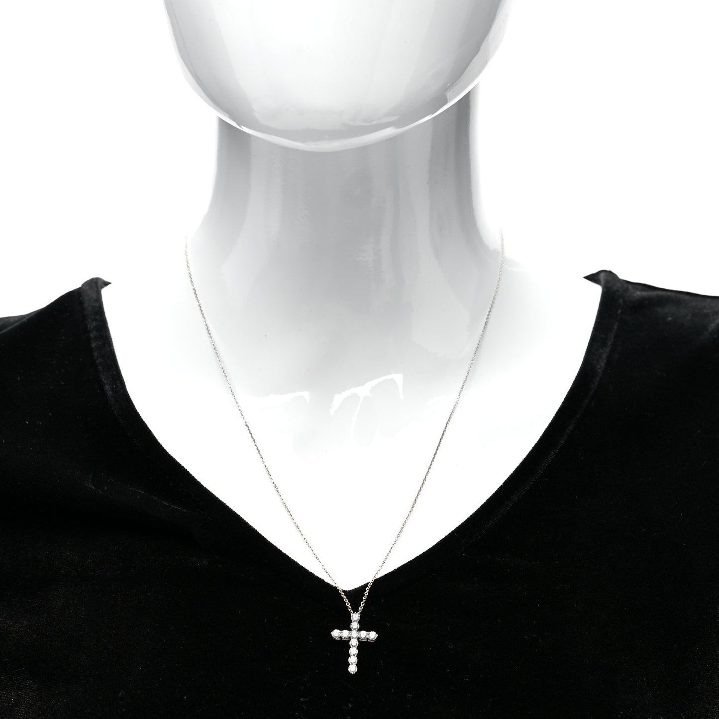 Platinum Diamond Medium Cross Pendant Necklace