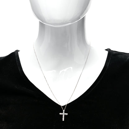 Tiffany Platinum Diamond Medium Cross Pendant Necklace 2 of 7
