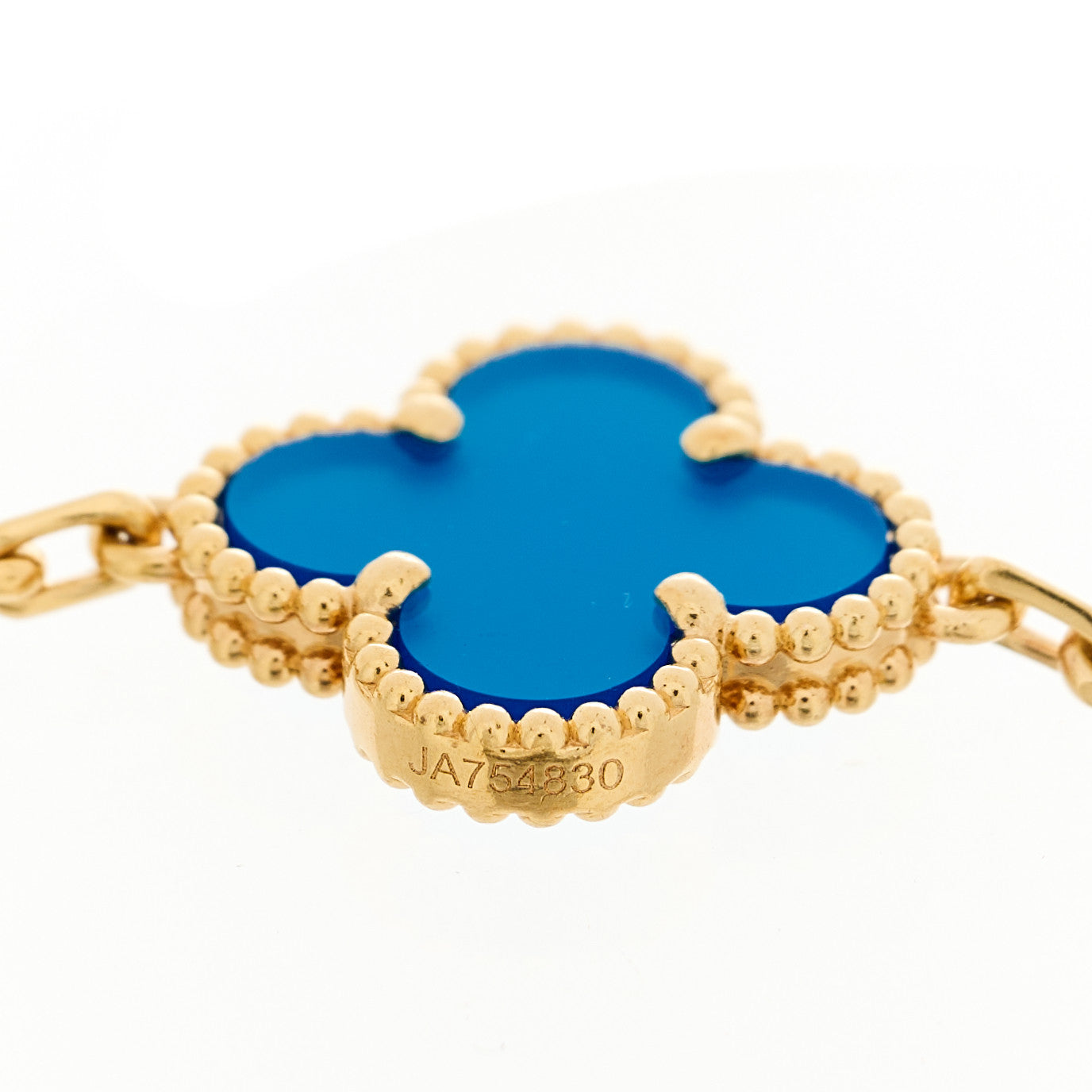 Van Cleef & Arpels 18K Yellow Gold Blue Agate 5 Motifs Vintage Alhambra Bracelet 5 of 6