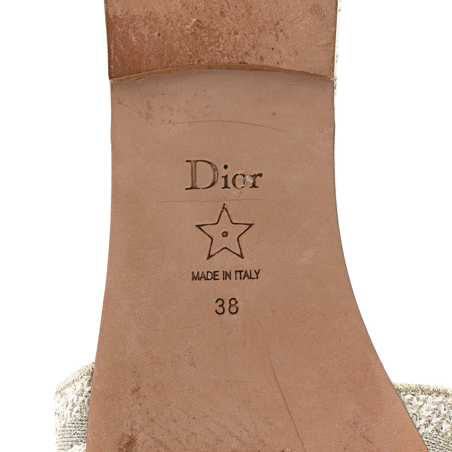 Christian Dior Metallic Canvas Embroidered Dway Mules Slide Sandals 38 Gold 6 of 9