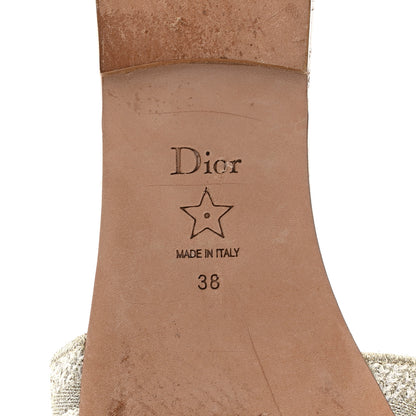 Christian Dior Metallic Canvas Embroidered Dway Mules Slide Sandals 38 Gold 6 of 9