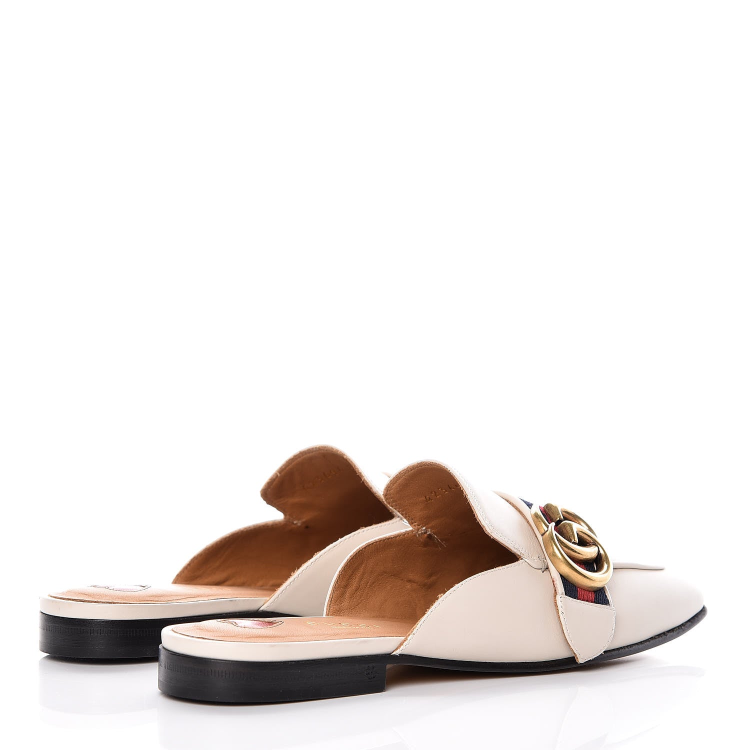 Gucci Calfskin Web Womens Peyton GG Slippers 35 Mystic White 4 of 11
