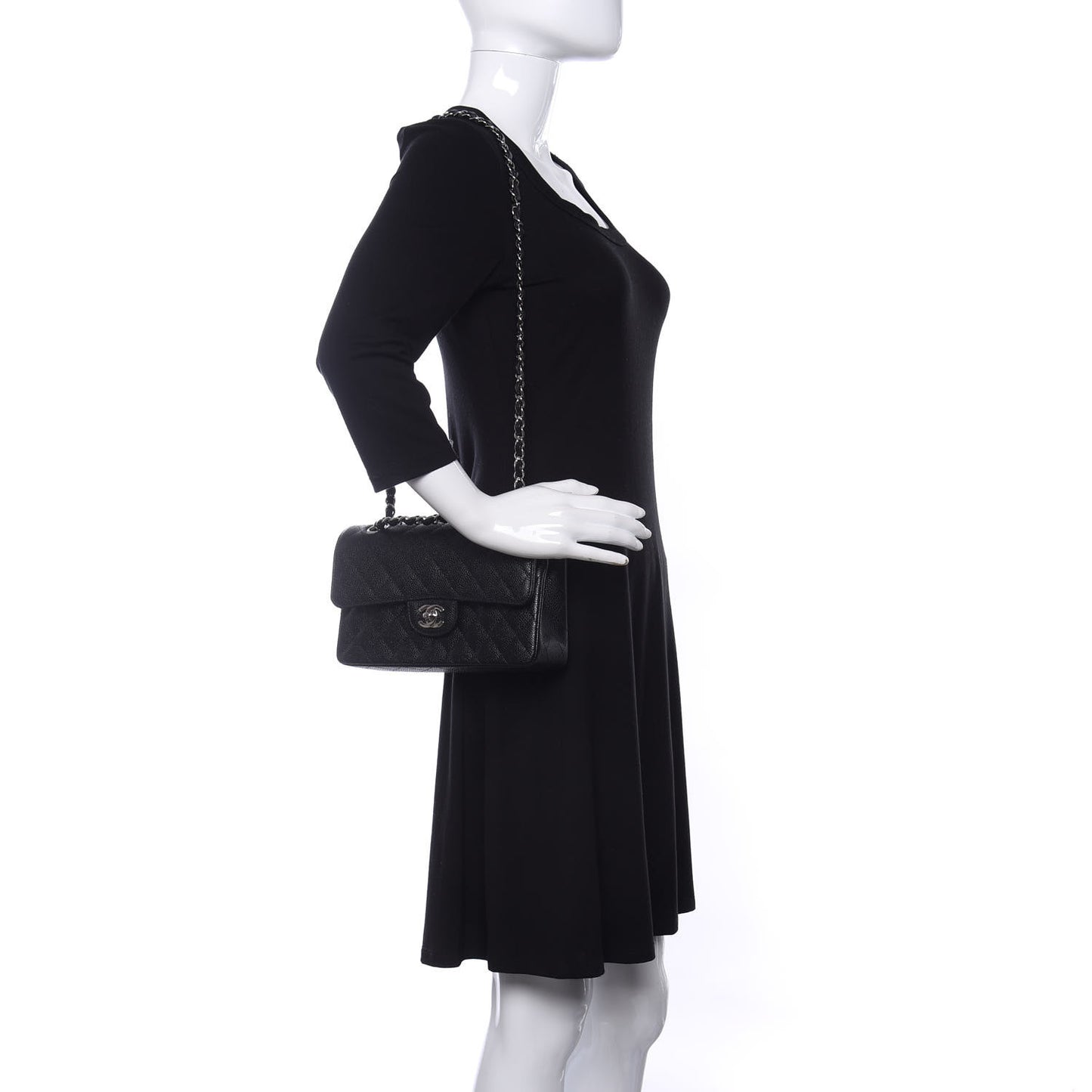 Caviar Quilted Small Double Flap Black