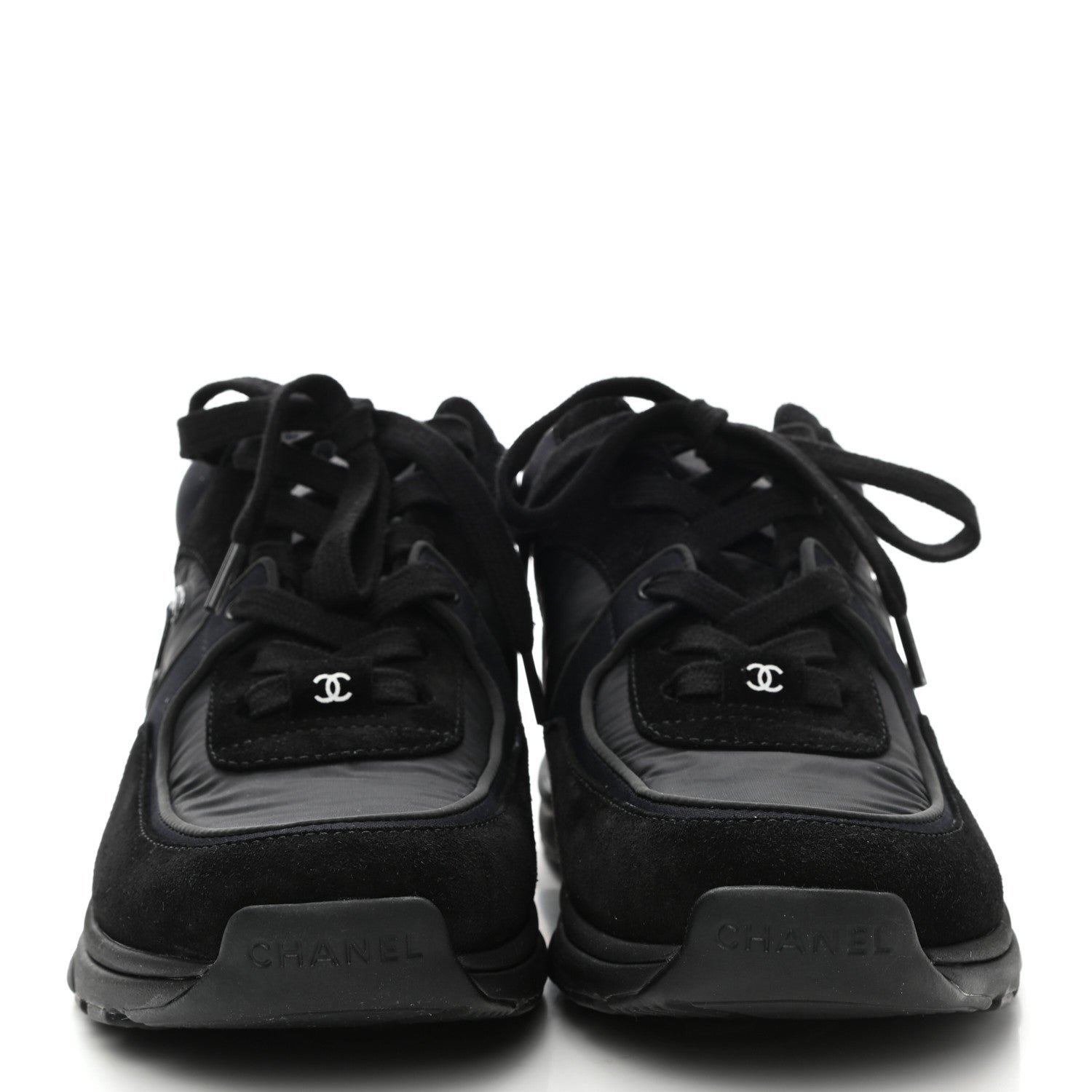Chanel Suede Calfskin Mixed Fibers CC Sneakers 37 Black 2 of 9