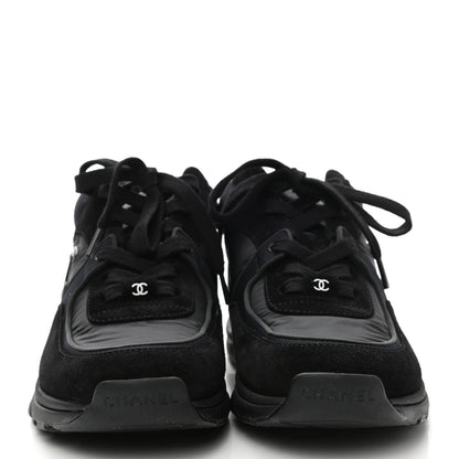 Chanel Suede Calfskin Mixed Fibers CC Sneakers 37 Black 2 of 9