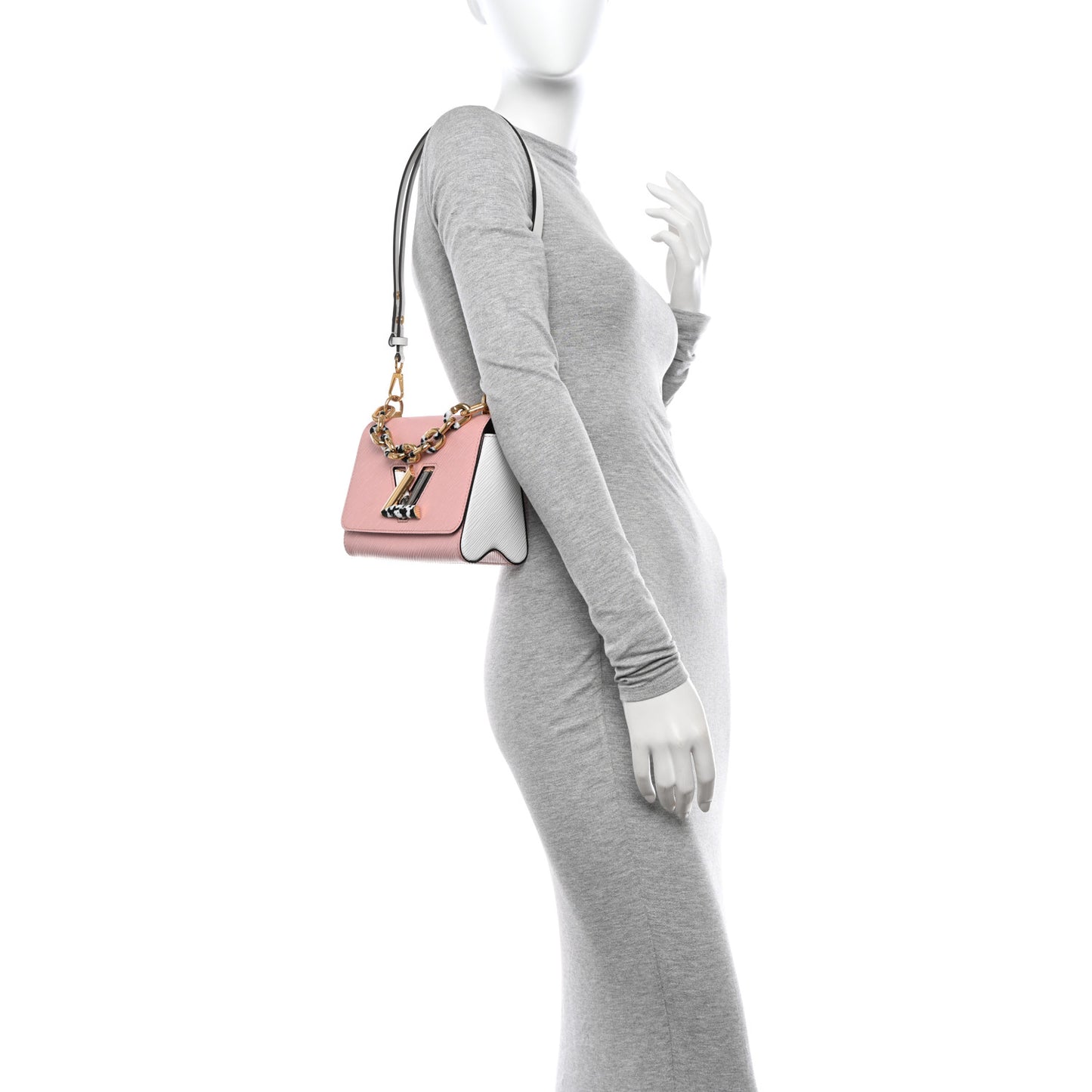 Epi Stones Twist Shoulder Bag PM Rose Ballerine