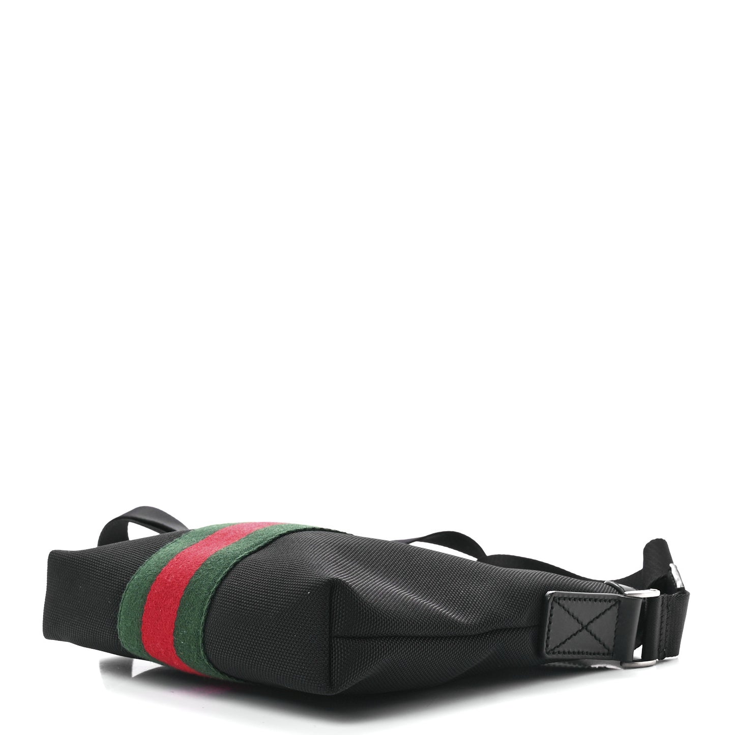Techno Canvas Selleria Calfskin Web Small Flat Messenger Bag Black