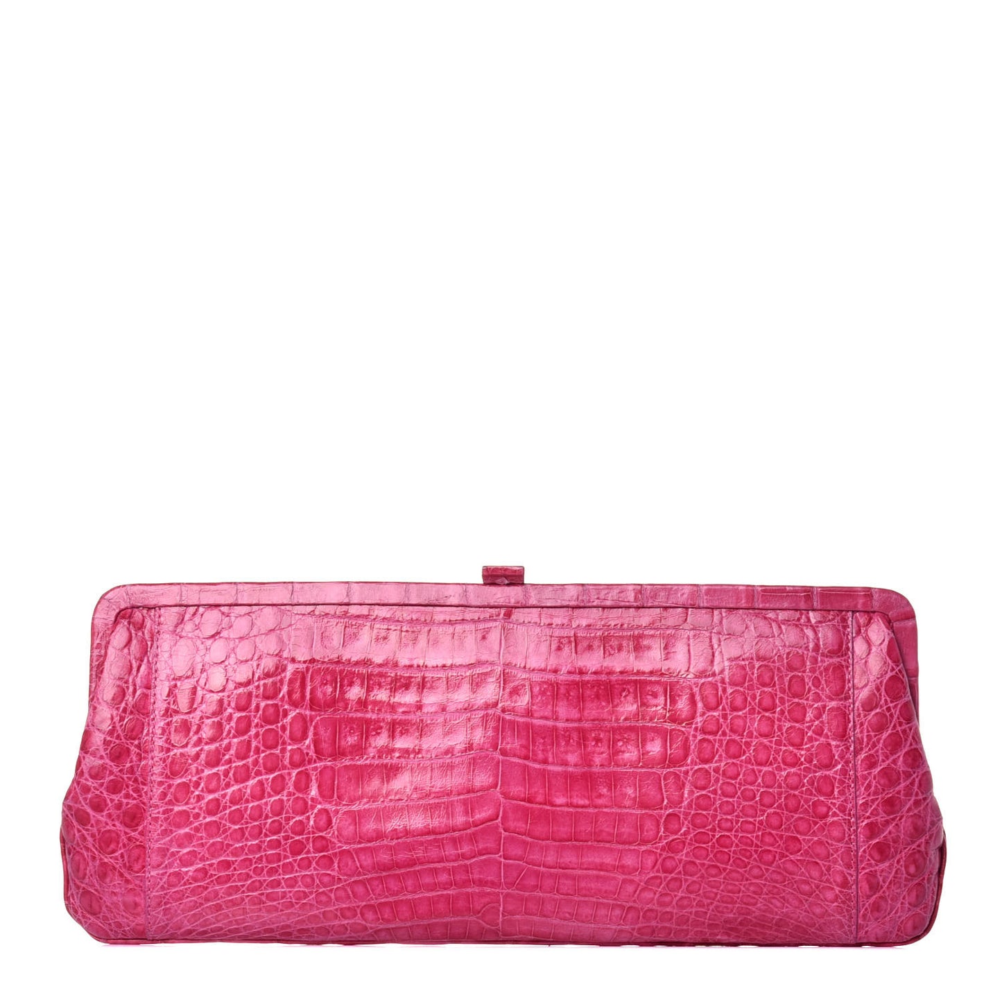 Crocodile Frame Clutch Fuchsia