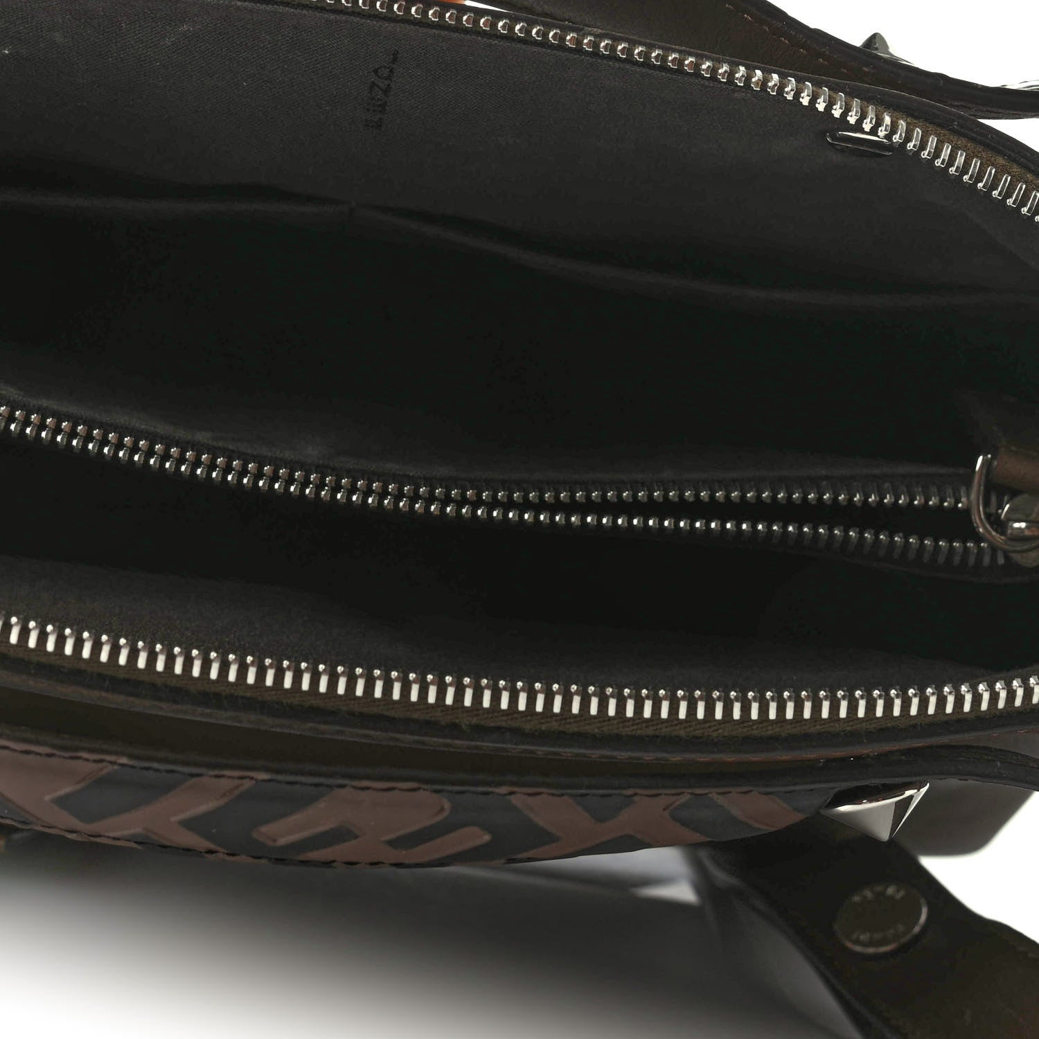 Fendi Vitello Dolce Bi-Color FF 1974 Embossed Medium By The Way Boston Bag Maya Black 4 of 4