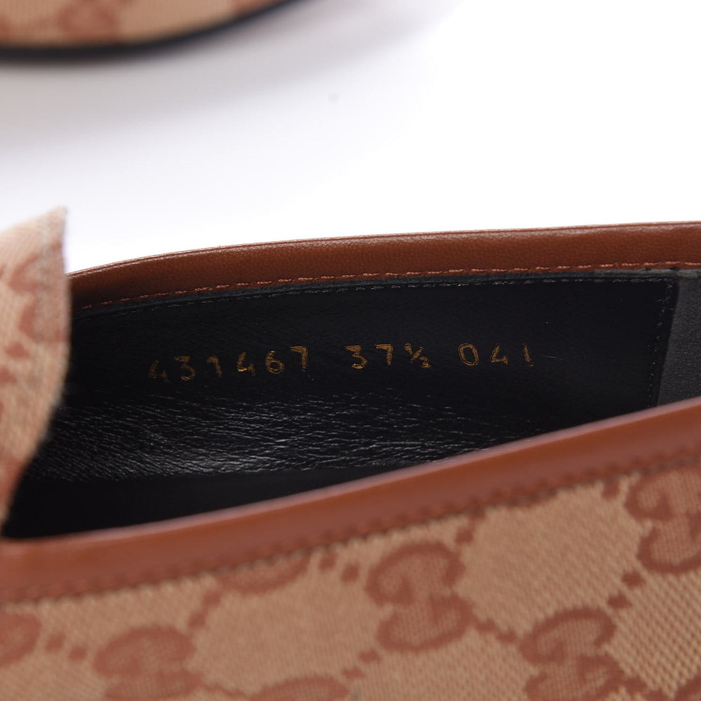 Canvas GG Monogram Horsebit Womens Jordaan Loafers 37.5 Beige Ruggine Rust