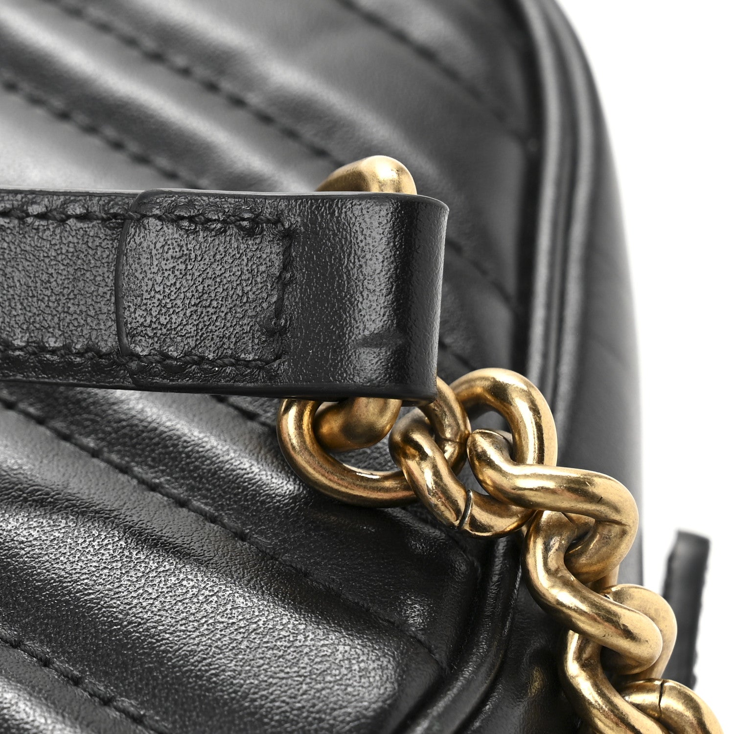 Gucci Calfskin Matelasse Small GG Marmont Chain Shoulder Bag Black 11 of 13