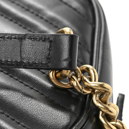Gucci Calfskin Matelasse Small GG Marmont Chain Shoulder Bag Black 11 of 13