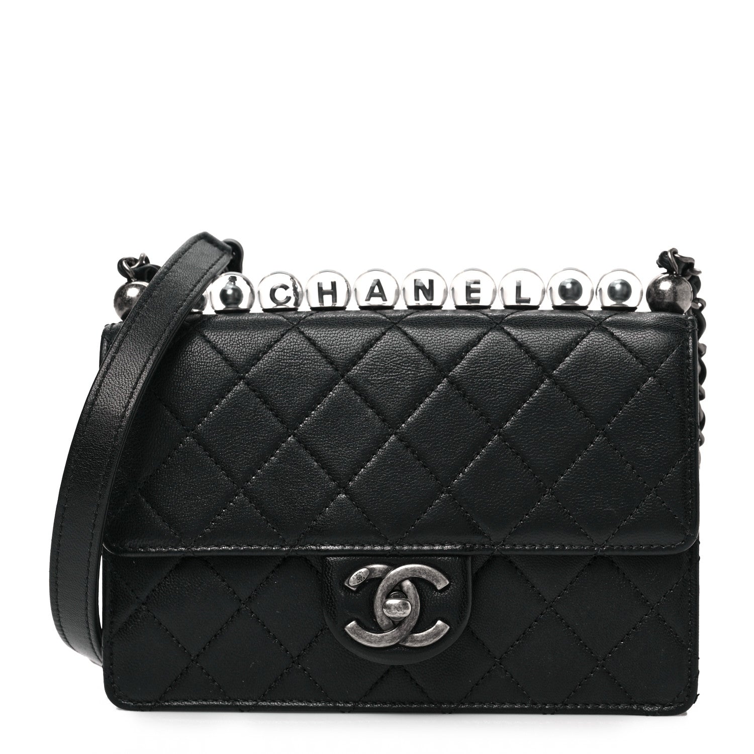 Chanel Goatskin Quilted Logo Small Chic Flap Black 1 of 7