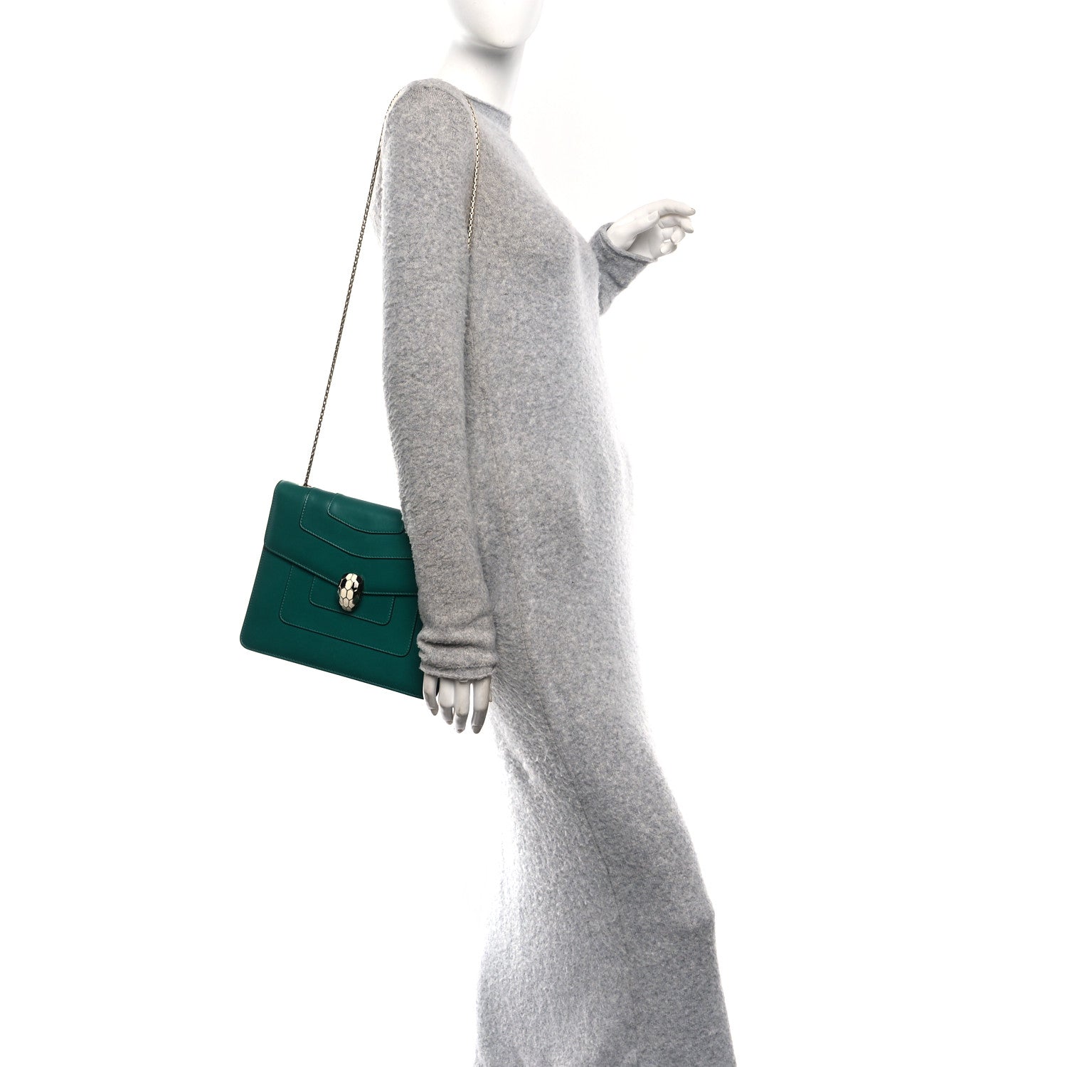 Bulgari Calfskin Serpenti Forever Snake Strap Crossbody Bag Emerald Green 2 of 11