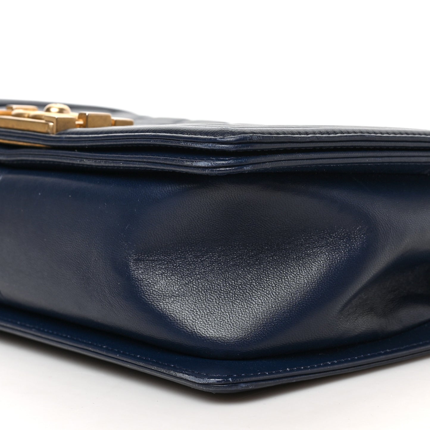 Lambskin Quilted Medium Boy Flap Dark Navy