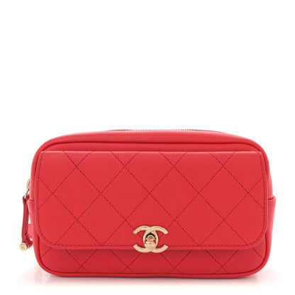 Chanel Goatksin Quilted Casual Trip Waist Belt Bag Red 1 of 10