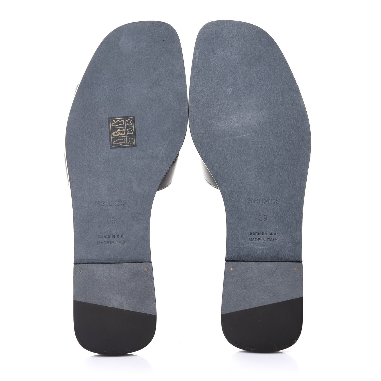 Hermes Box Calfskin Oran Sandals 39 Black 11 of 22