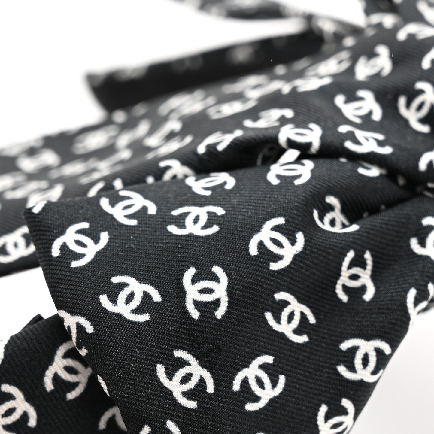 Silk Bow CC Headband Black Ecru