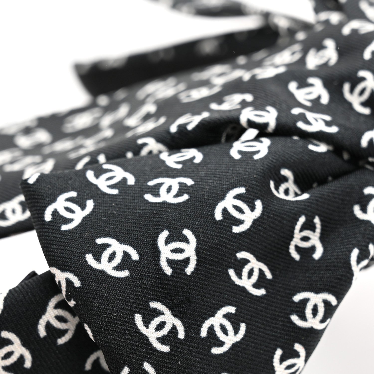 Chanel Silk Bow CC Headband Black Ecru 6 of 6