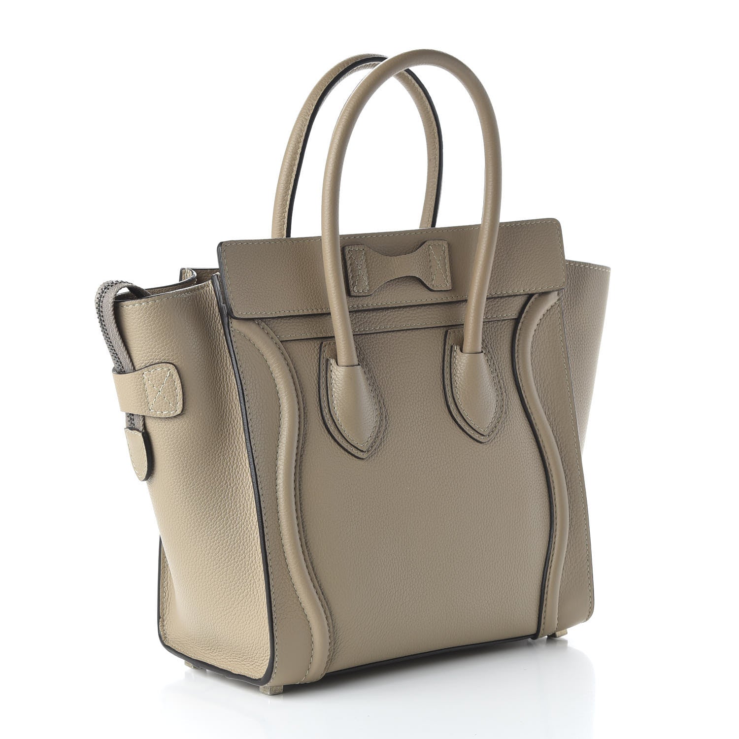 Celine Drummed Calfskin Micro Luggage Dune 3 of 9