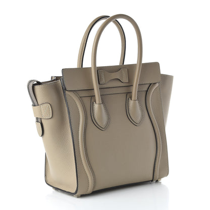 Celine Drummed Calfskin Micro Luggage Dune 3 of 9