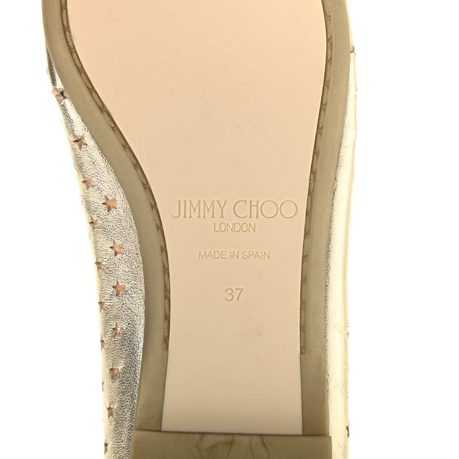 Jimmy Choo Metallic Nappa Perforated Star Modell Flats 37 Champagne 7 of 15