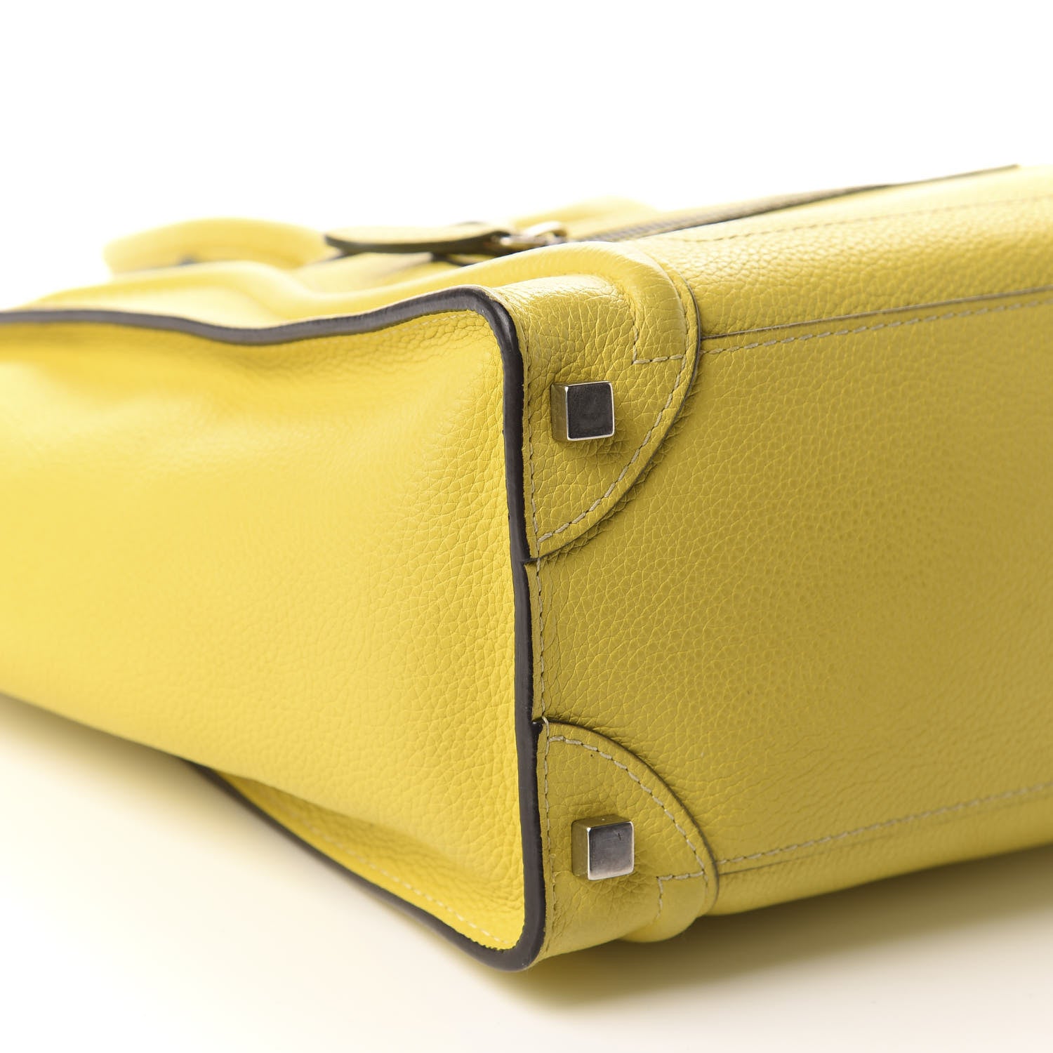 Celine Drummed Calfskin Micro Luggage Citron 6 of 14