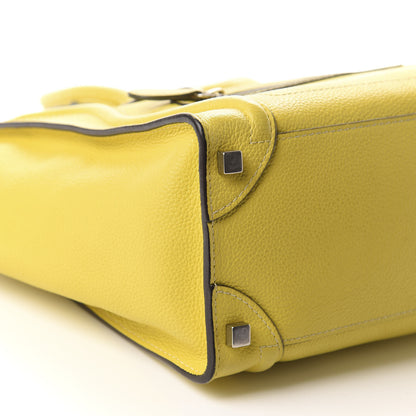 Celine Drummed Calfskin Micro Luggage Citron 6 of 14