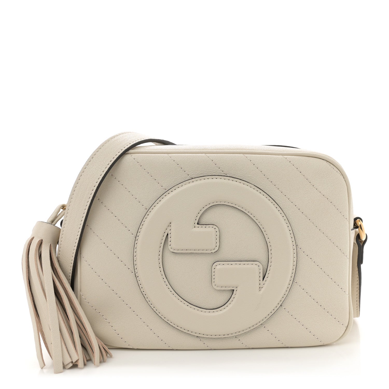 Gucci Sakai Be Green Calfskin Diagonal Stitched Small Blondie Shoulder Bag Mystic White 1 of 10