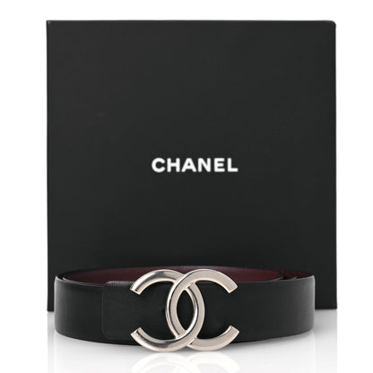 Chanel Calfskin CC Reversible Belt 85 34 Black Burgundy 9 of 9