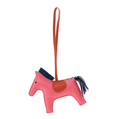 Hermes Milo Lambskin Grigri Rodeo Horse Bag Charm MM Rose Azalee Cornaline Bleu De Malte 1 of 3