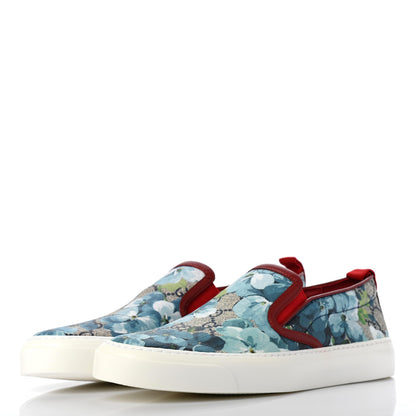 Gucci GG Supreme Monogram Blooms Womens Slip On Sneakers 38 Beige Blue Navy Red 3 of 8