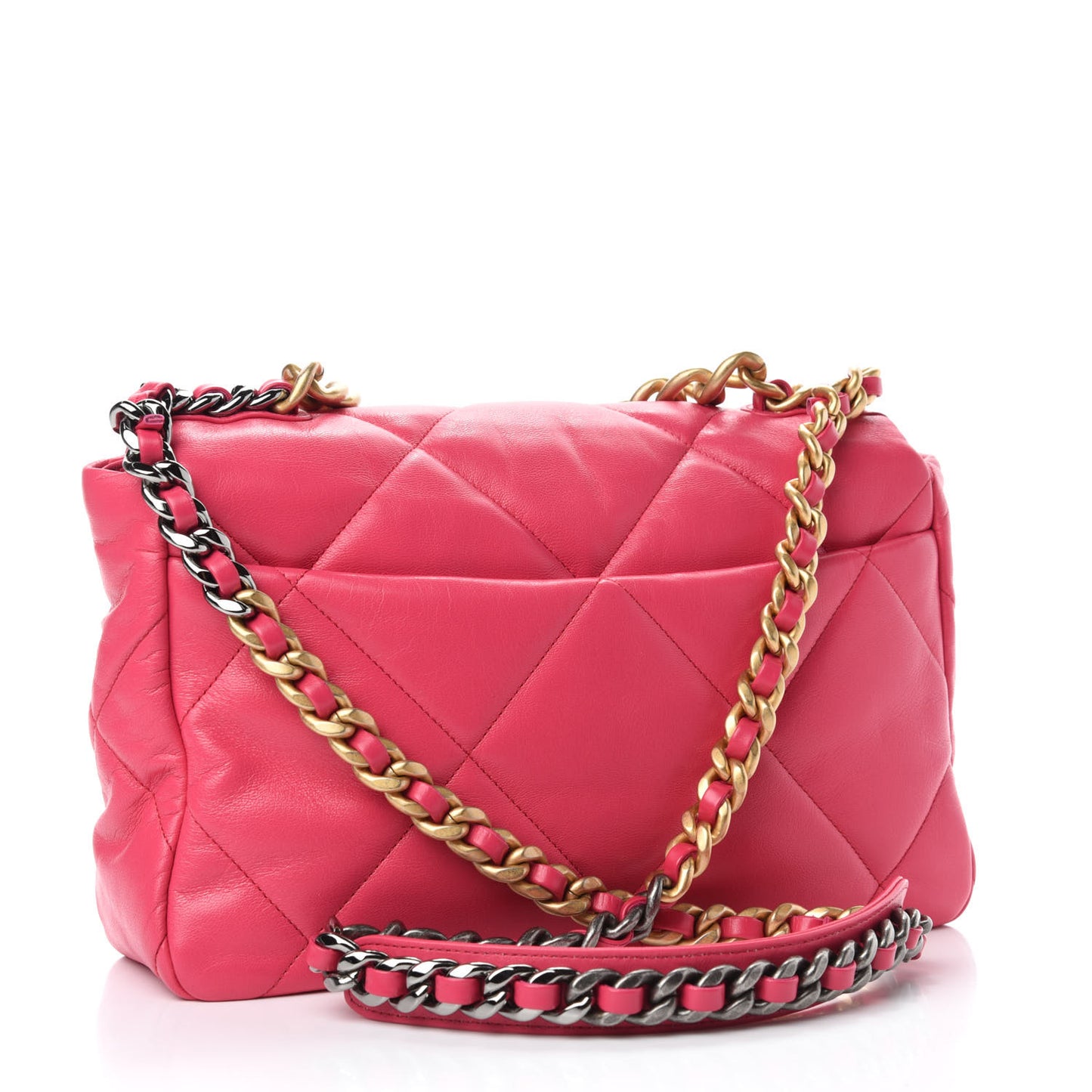 Goatskin Quilted Large Chanel 19 Flap Dark Pink