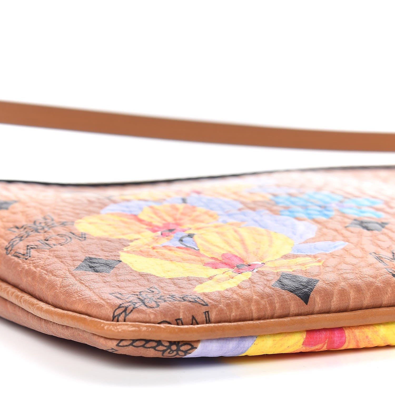 MCM Visetos Anya Essential Flower Print Shopper Tote Pouch Cognac 6 of 7