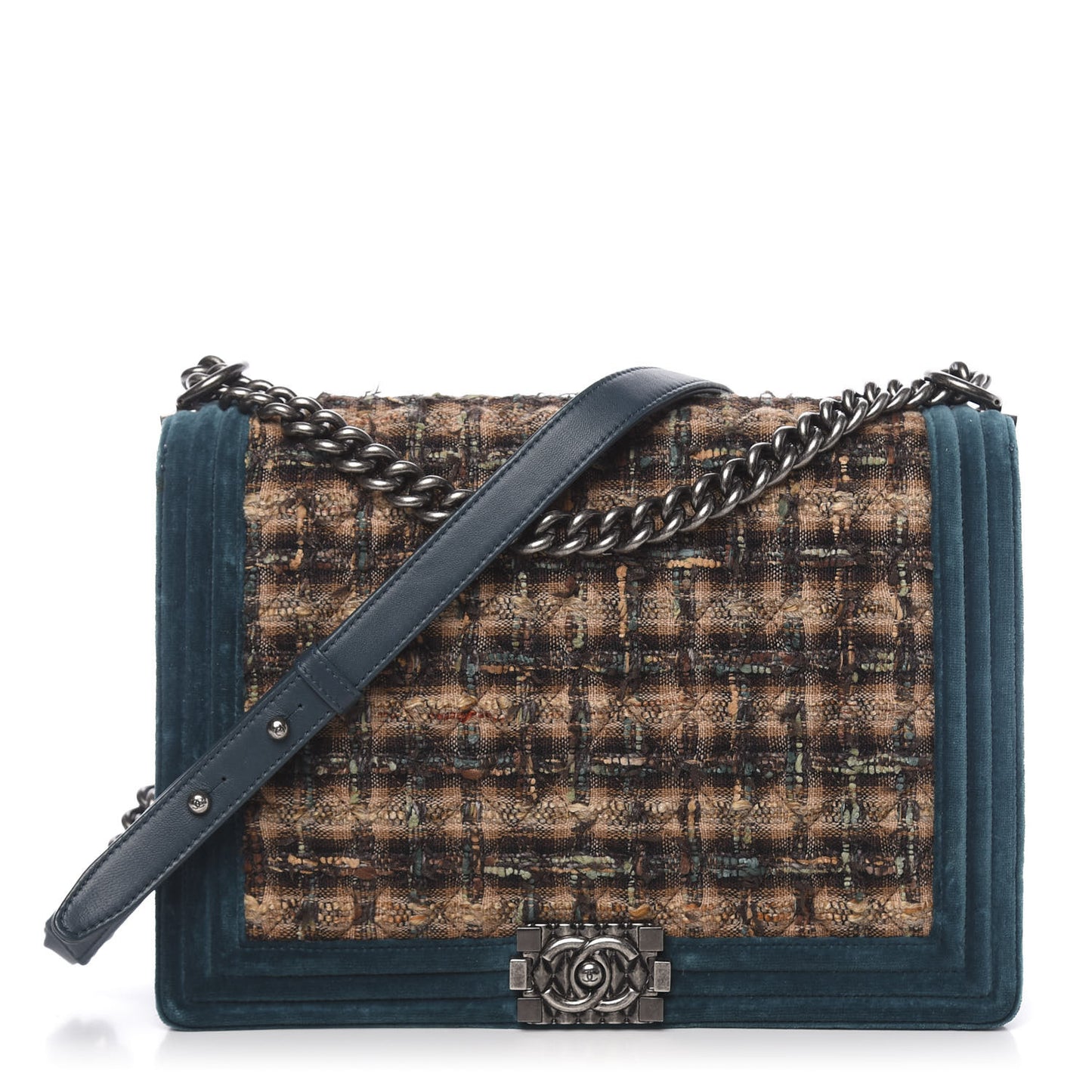Velvet Tweed Large Boy Flap Green