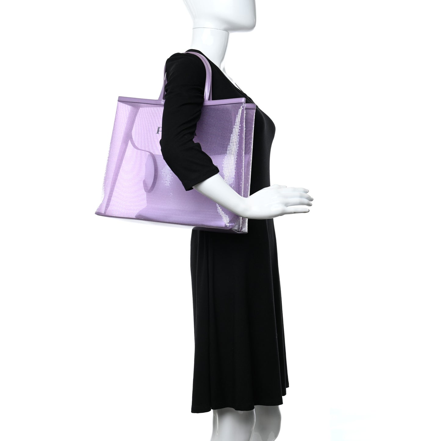 Mesh Paillettes Spazzolato Logo Shopping Tote Lilium
